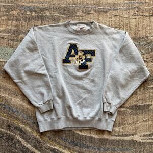 Vintage 90's Air Force Falcons Gray Blue Crewneck Pullover Sweatshirt Sz Large